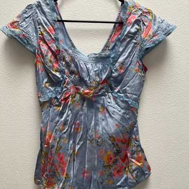 Free People Vintage Silk Floral Top