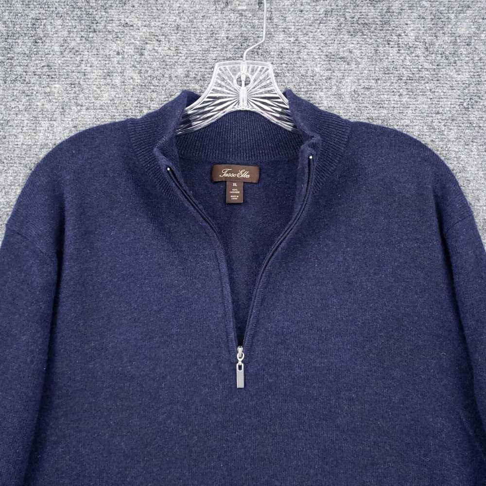 Tasso Elba Blue Cashmere Extra Large Men's XL 1/4… - image 6