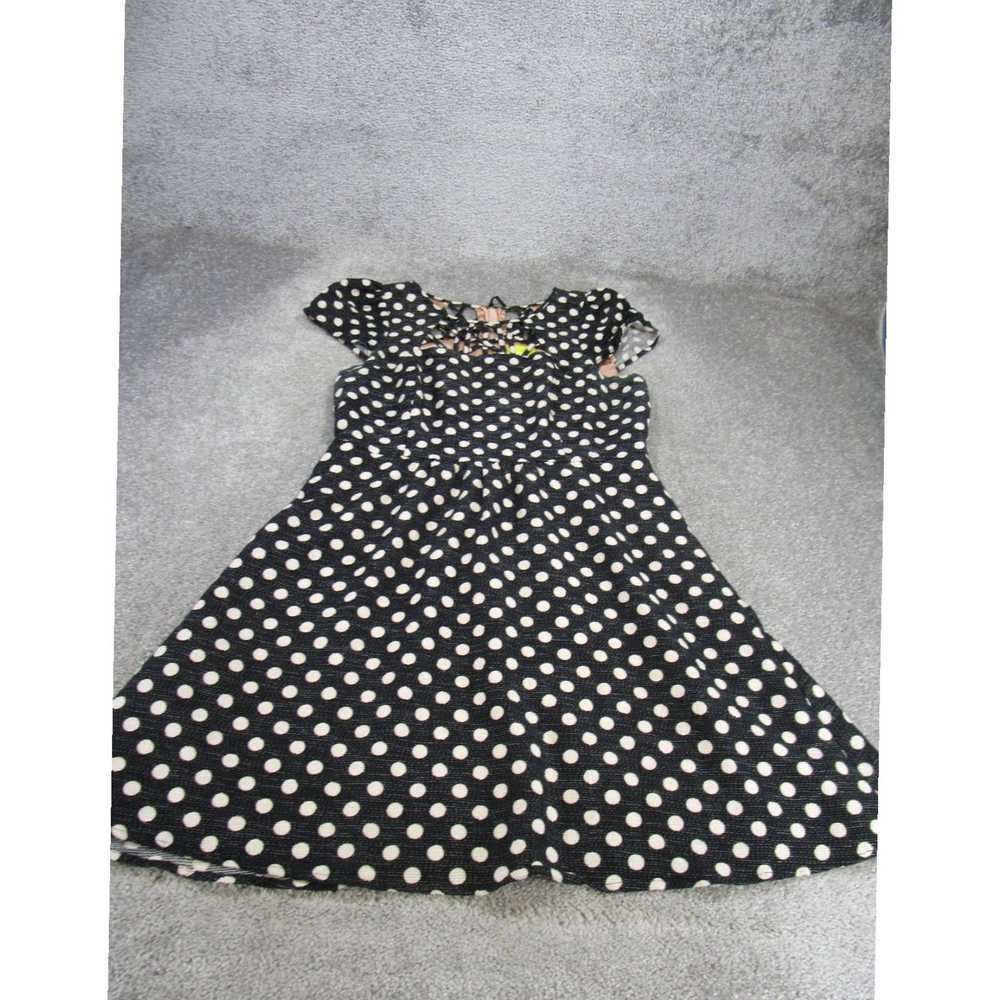 Vintage Black Polka Dot Cotton Blend Sleeveless F… - image 1