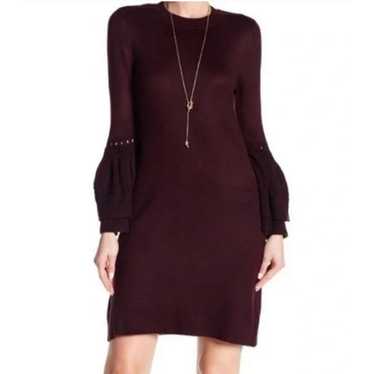 ELIZA J Burgundy Knit Sheath Sweater Dress Long B… - image 1