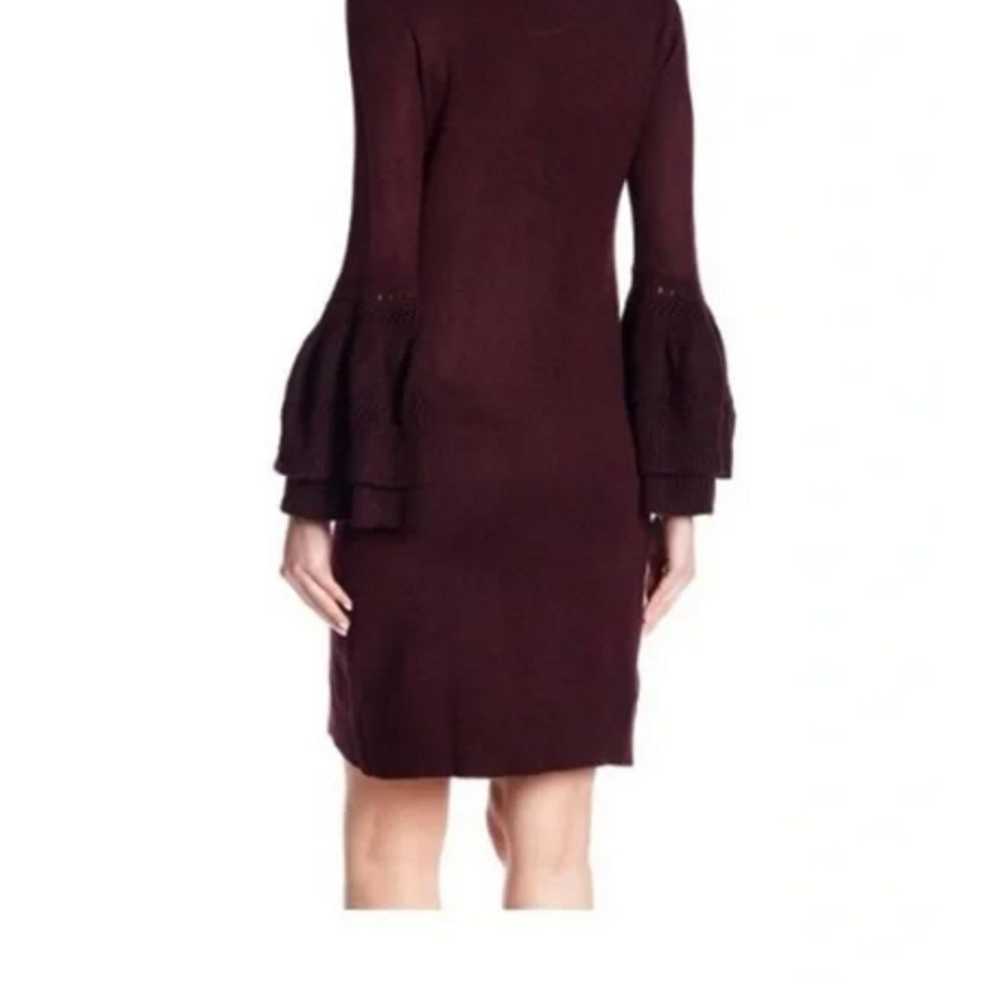 ELIZA J Burgundy Knit Sheath Sweater Dress Long B… - image 2