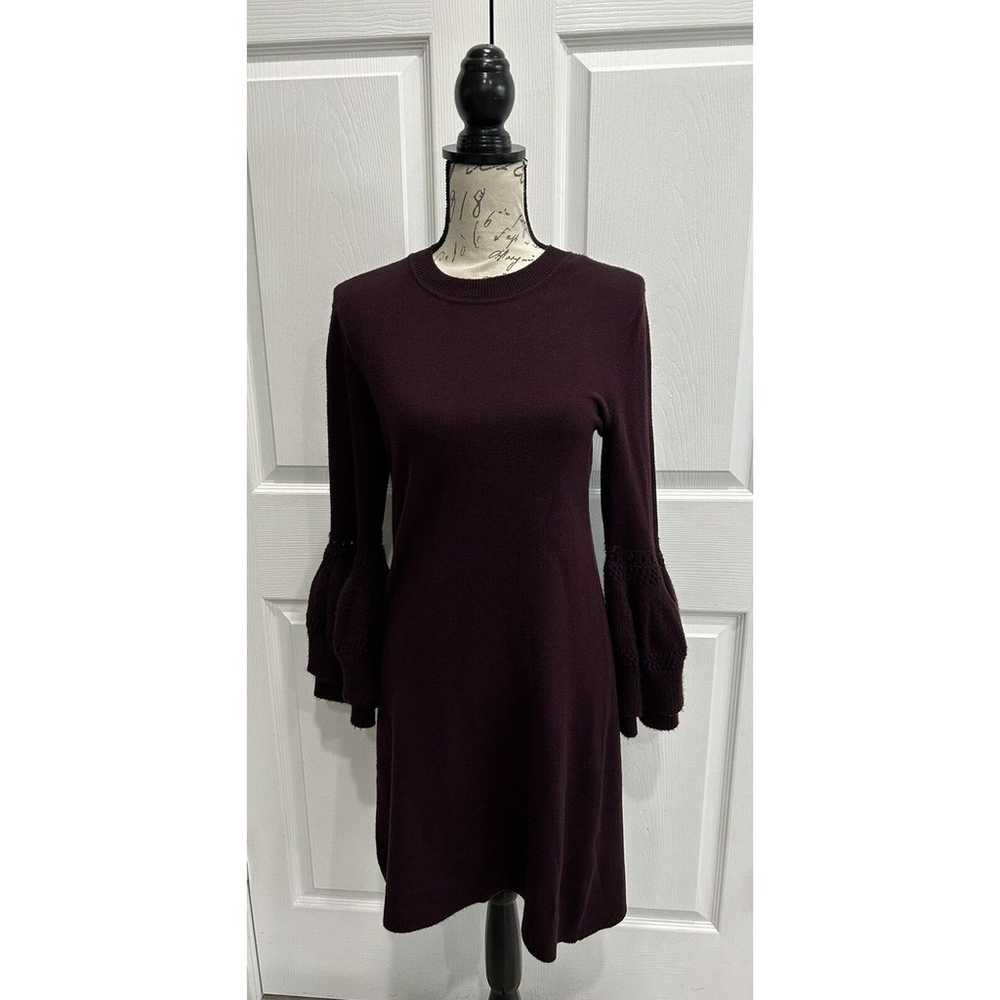 ELIZA J Burgundy Knit Sheath Sweater Dress Long B… - image 3