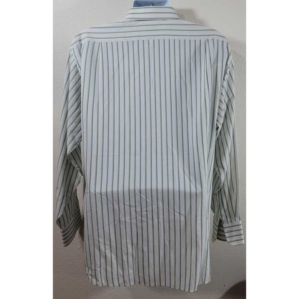 Van Heusen Van Heusen White Green Blue Striped Bu… - image 2