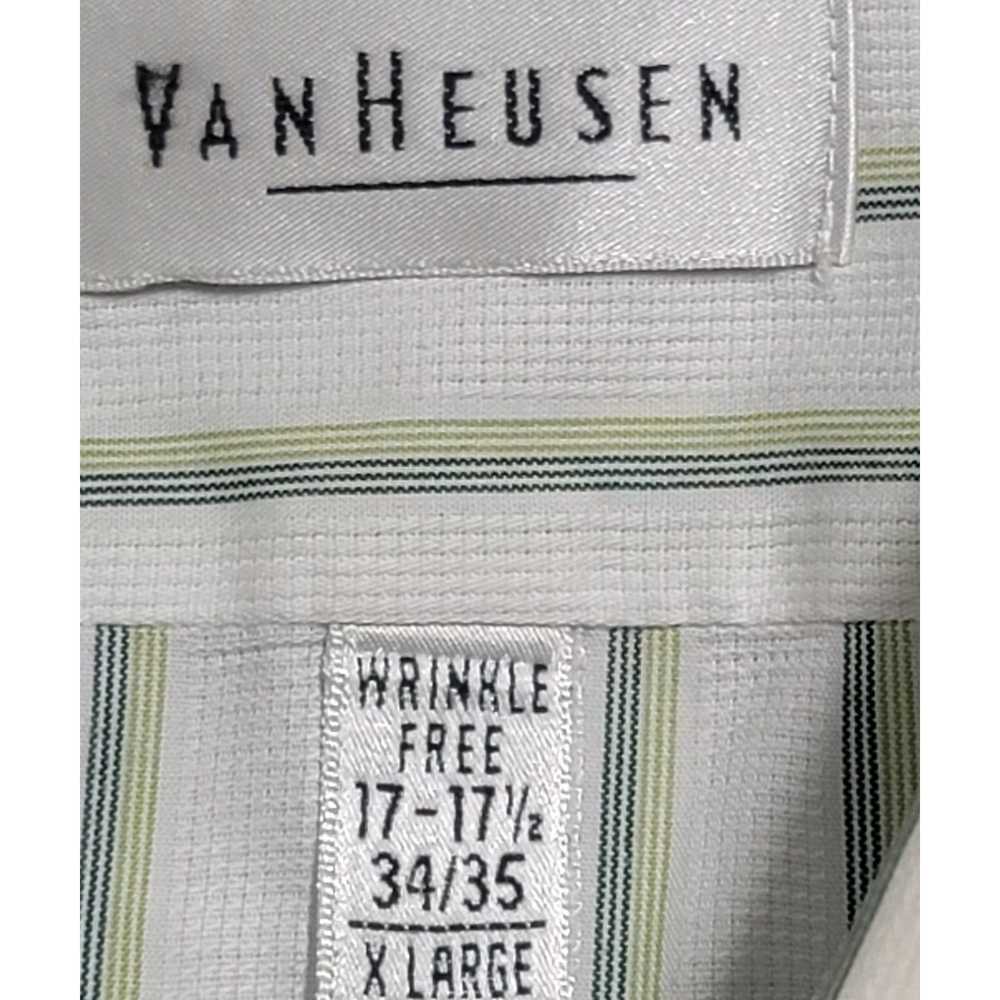 Van Heusen Van Heusen White Green Blue Striped Bu… - image 4