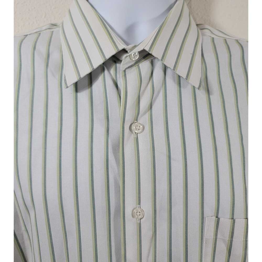 Van Heusen Van Heusen White Green Blue Striped Bu… - image 5