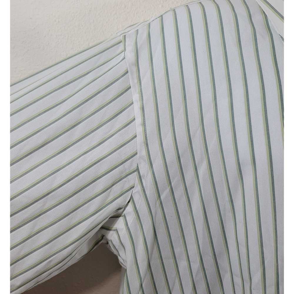 Van Heusen Van Heusen White Green Blue Striped Bu… - image 6