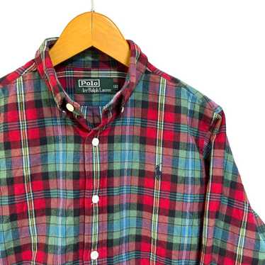 * Ralph Lauren Flannel Shirt from the 80s Red Che… - image 1