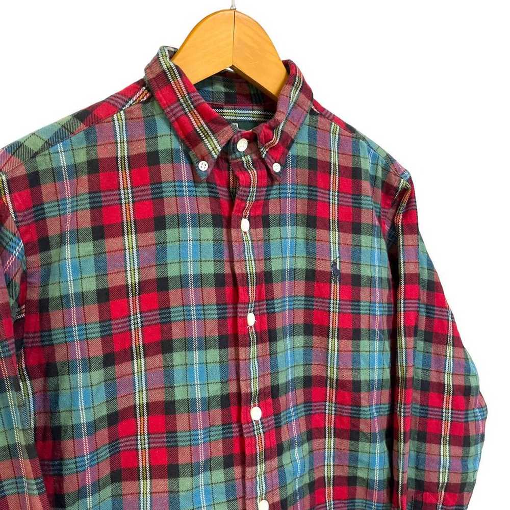 * Ralph Lauren Flannel Shirt from the 80s Red Che… - image 3