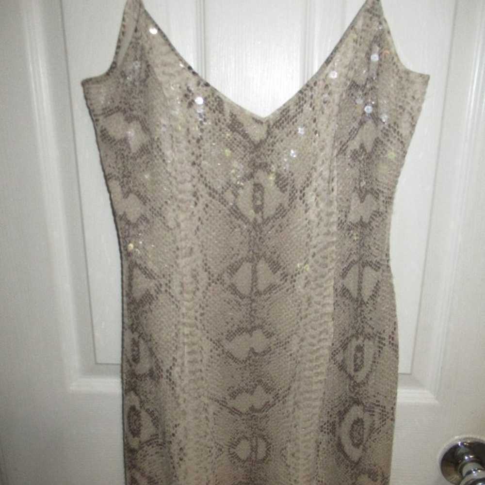 Basix II sequined snake print dress 100% Silk 6 - image 2