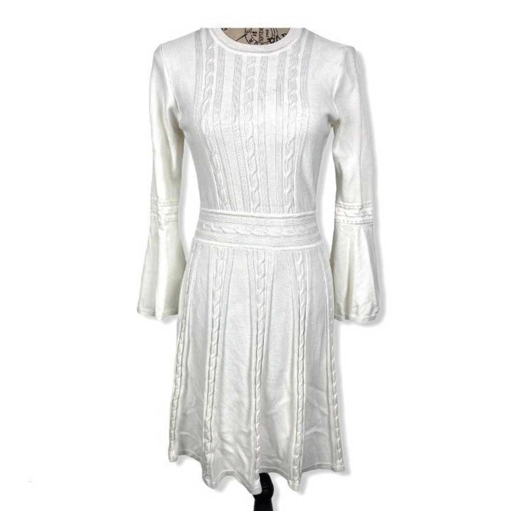 Eliza J bell sleeves knit off white dress- S - image 1