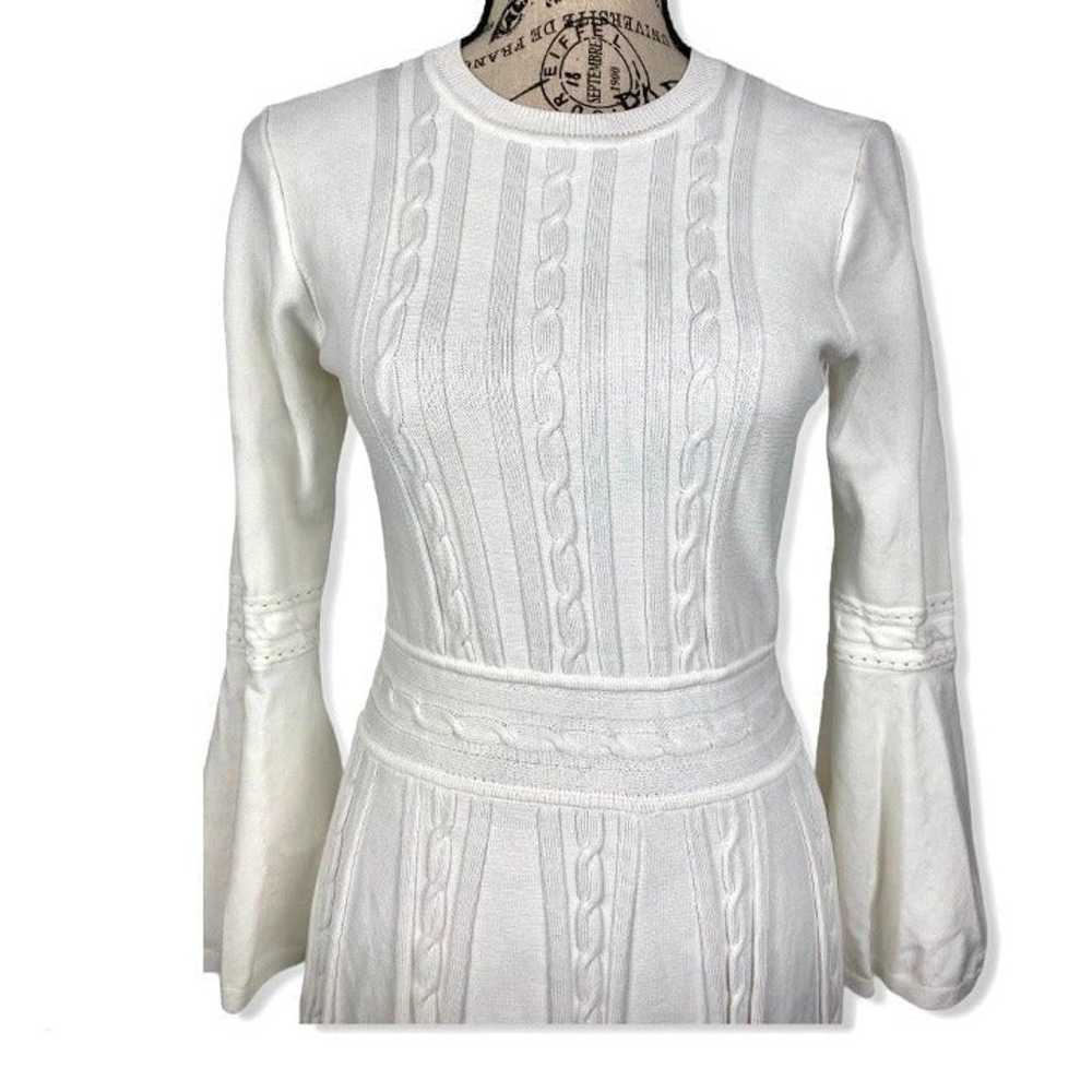 Eliza J bell sleeves knit off white dress- S - image 3