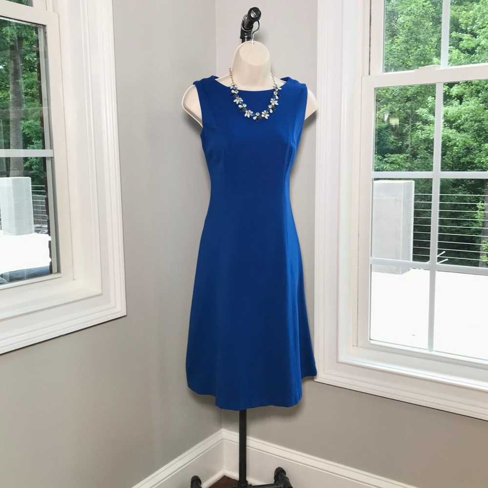 Talbots Sleeveless Blue Fit & Flare Knit Dress ~ … - image 2