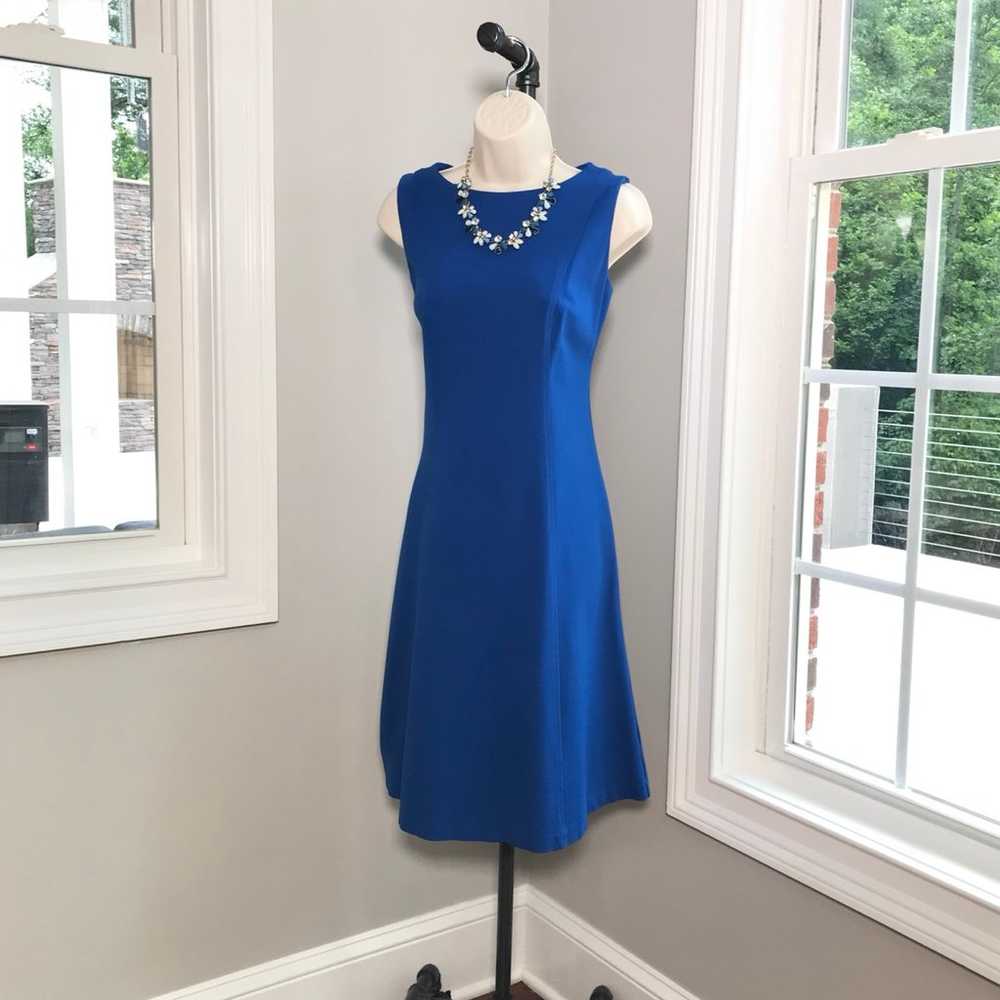 Talbots Sleeveless Blue Fit & Flare Knit Dress ~ … - image 3