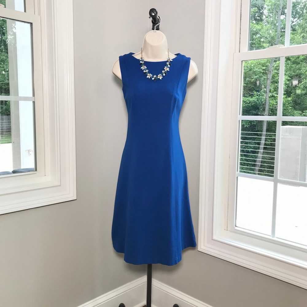 Talbots Sleeveless Blue Fit & Flare Knit Dress ~ … - image 5