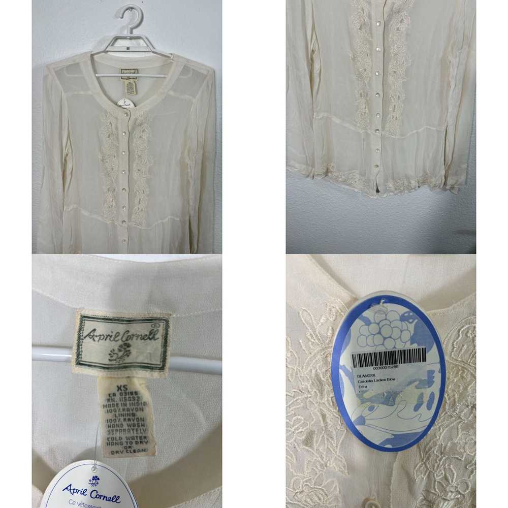 Vintage April Cornell Blouse Womens XS Ivory Cord… - image 8