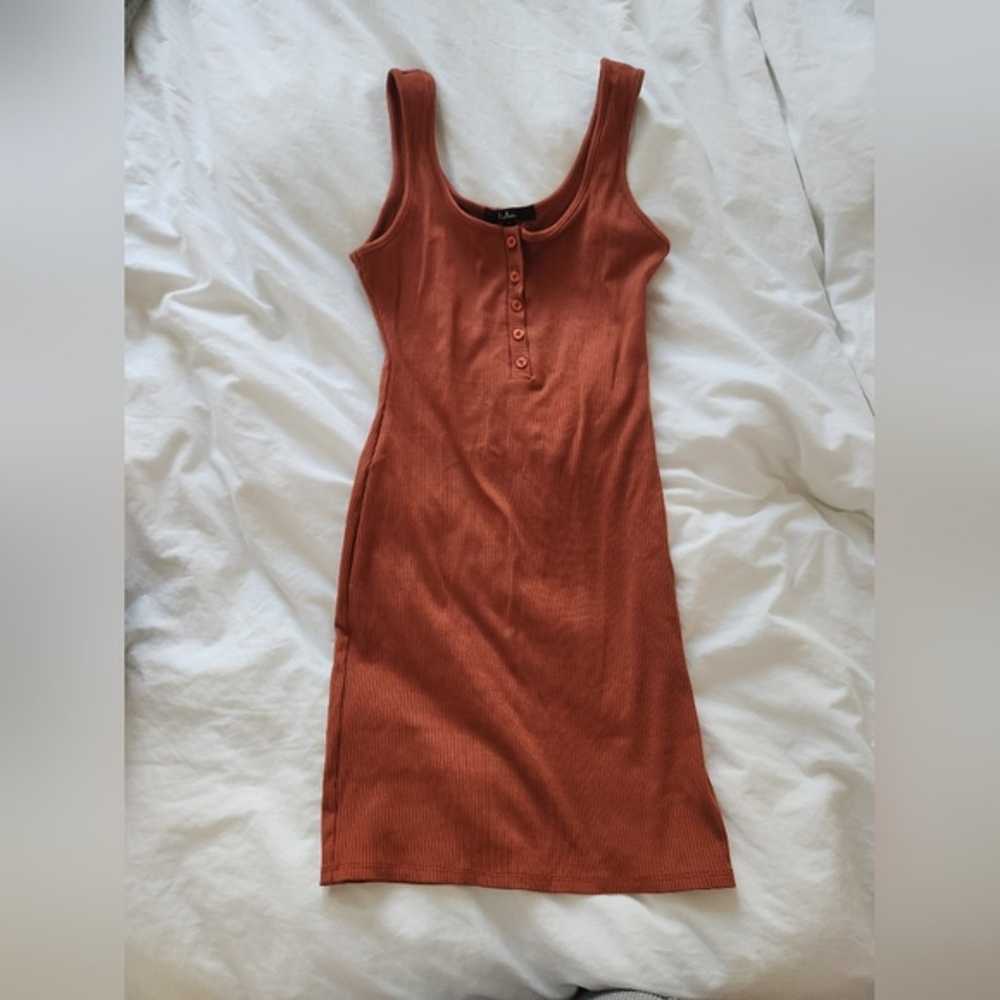 Lulu's Rust Red Ribbed Bodycon Mini Dress NWOT - image 2