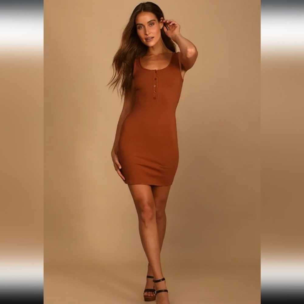 Lulu's Rust Red Ribbed Bodycon Mini Dress NWOT - image 5