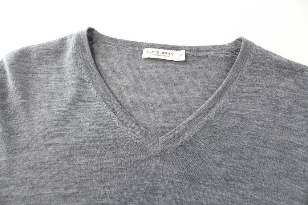 Suitsupply M Merino Wool Grey V-Neck Knitted Pull… - image 3