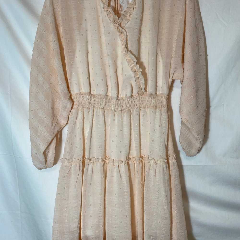 Peach Love Texterred Ruffle Trim Dress Size Small - image 1