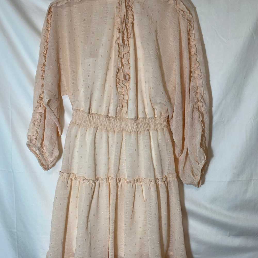 Peach Love Texterred Ruffle Trim Dress Size Small - image 2