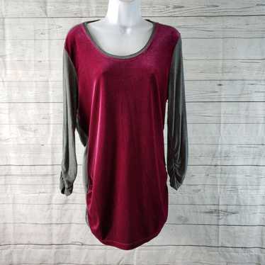 Vintage Sundance Womens Top Sz Large Gray Maroon V