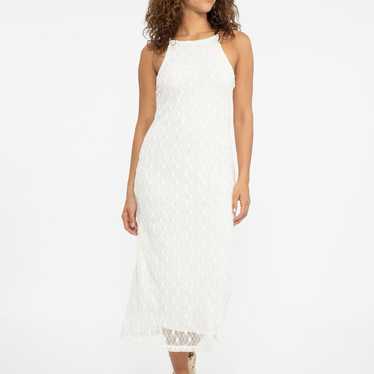 Midi Dress Crochet Knit High Neck - image 1