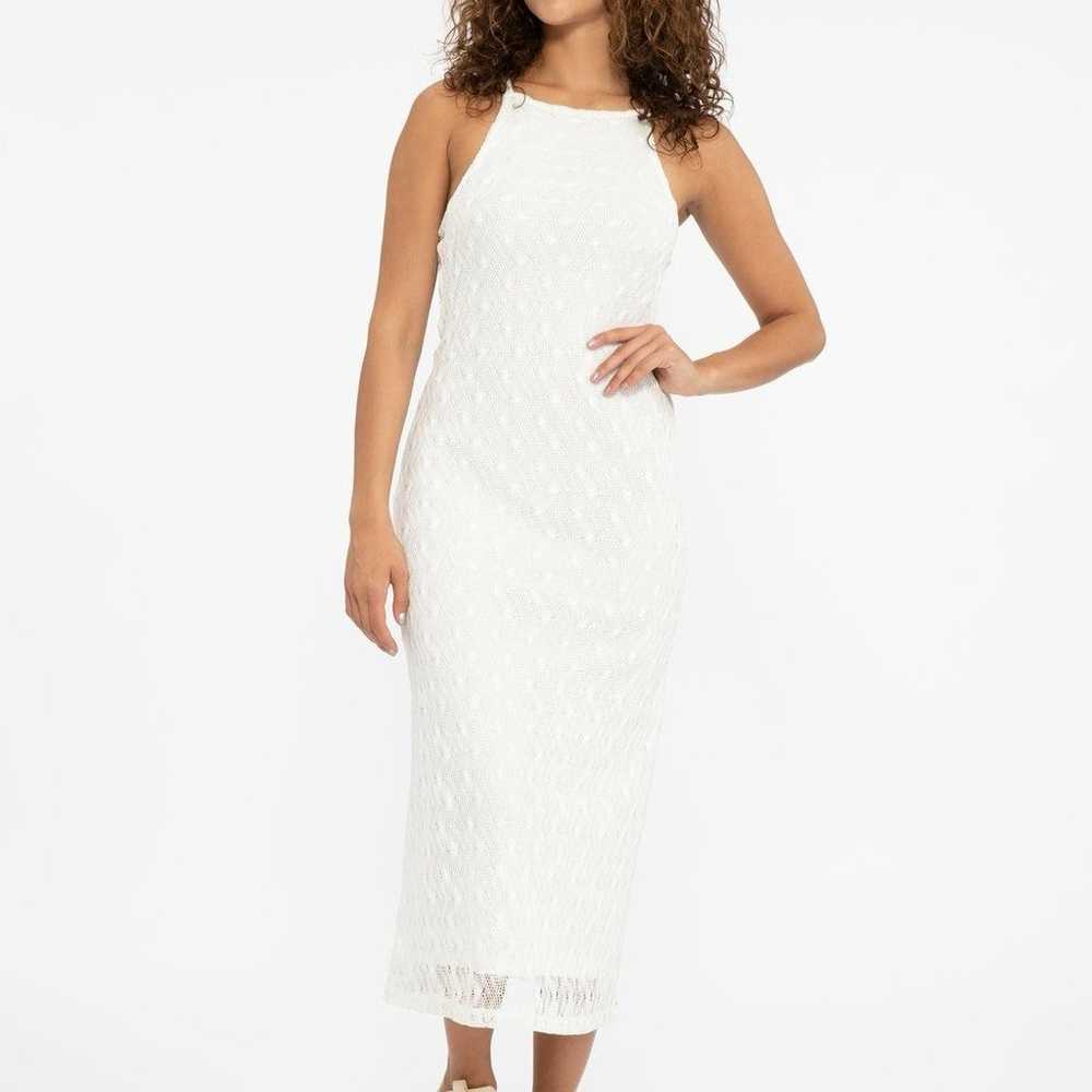 Midi Dress Crochet Knit High Neck - image 2