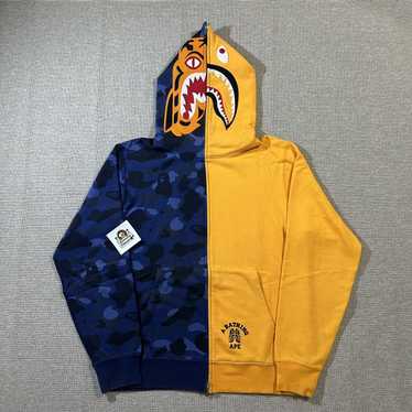 Bape Color Camo Tiger Shark Full Zip Hoodie - image 1