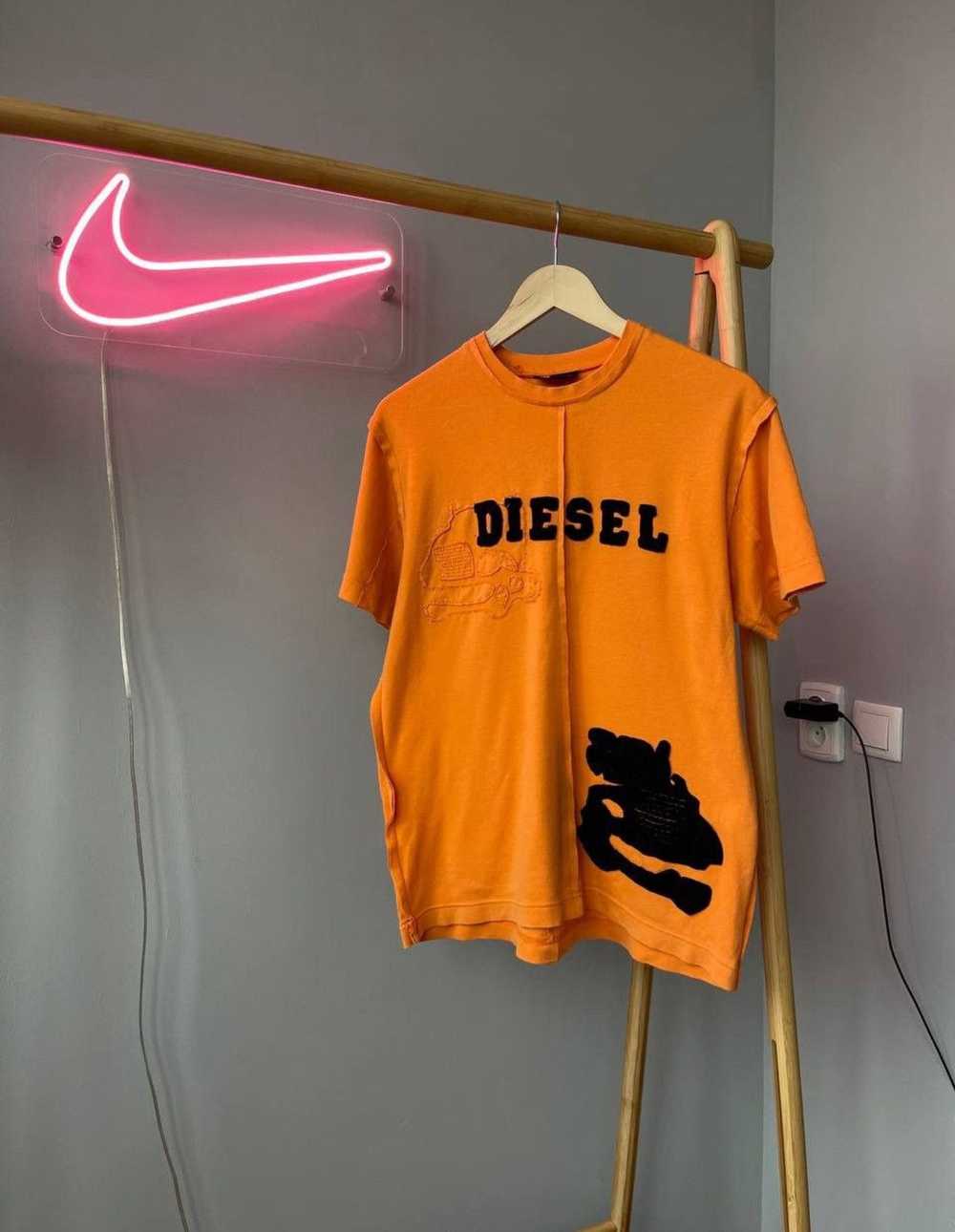 Diesel × Vintage Rare patchwork big logo 90s tee … - image 1