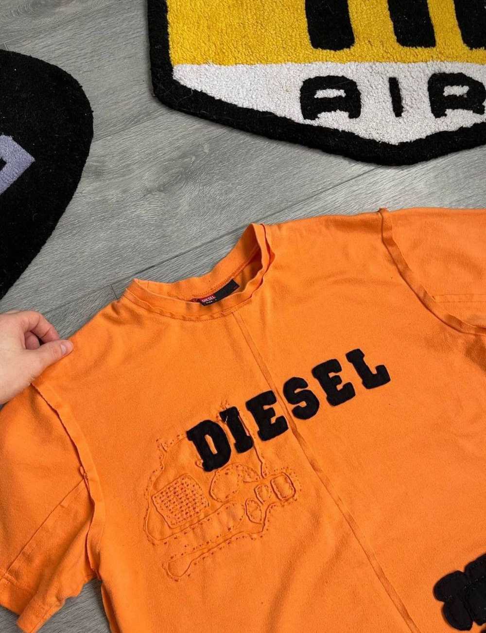 Diesel × Vintage Rare patchwork big logo 90s tee … - image 3