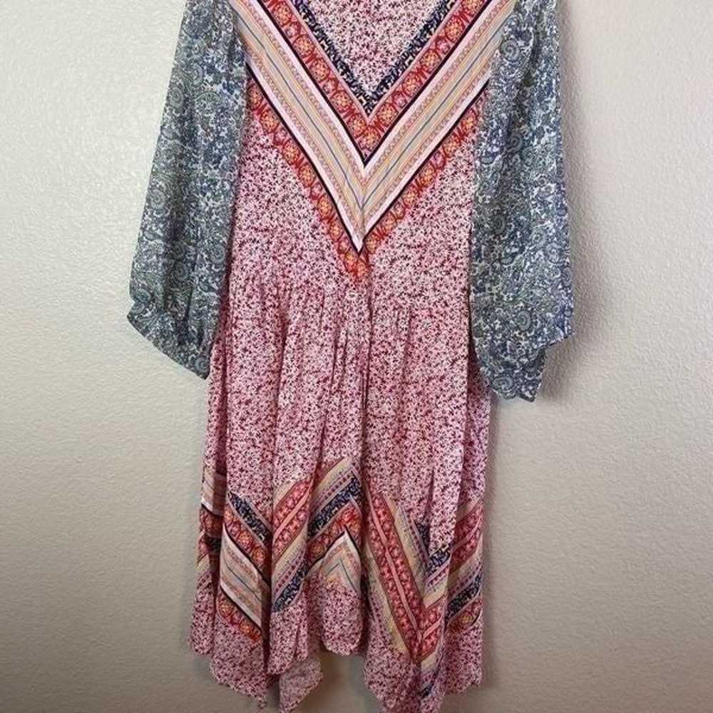 Umgee Mixed Print V Neck Boho Dress Size S - image 8