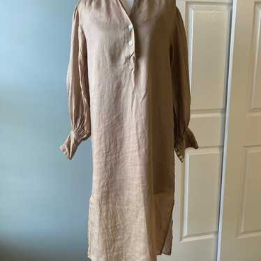 Banana Republic Tan Long Cotton Dress Linen Look Z