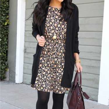 LOFT Black Floral Dress (S)