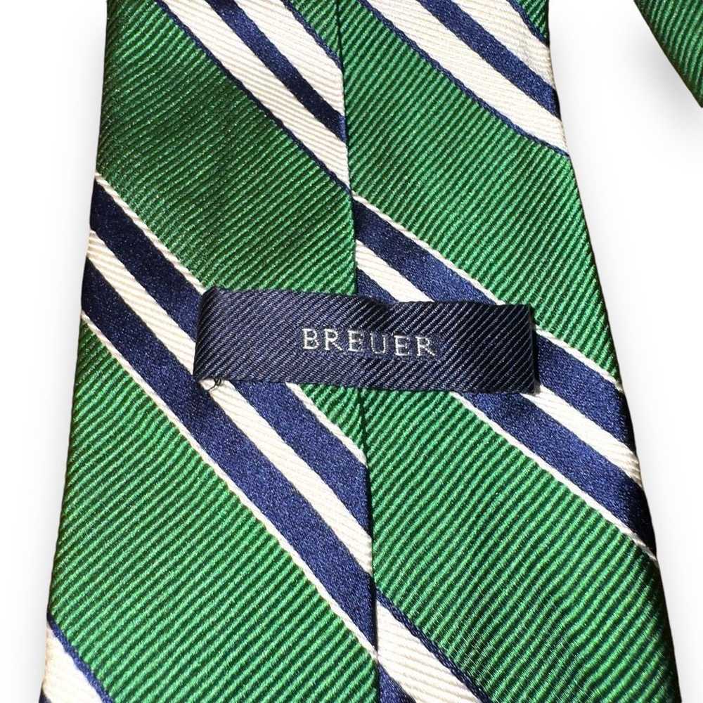 Breuer Breuer Green Rep Stripe Silk Handmade in I… - image 3