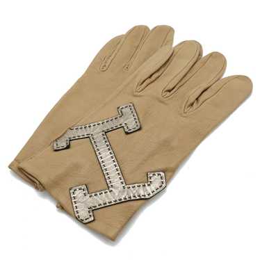 Hermes Hermes Hermes H Logo Lambskin Gloves Beige… - image 1