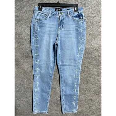 Earl Jean Earl Jeans Womens 10 Skinny Ankle Embroi