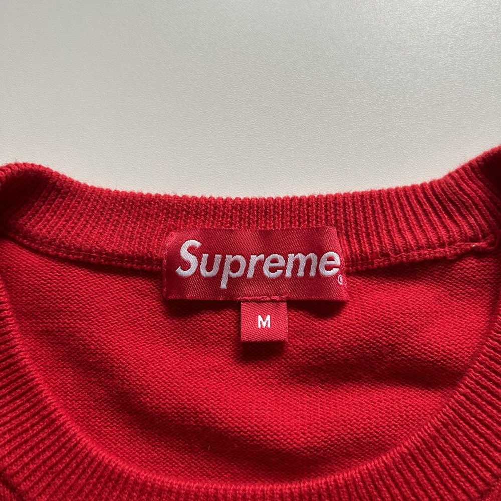 Rare × Supreme Supreme Logo Stripe Knit Top Red M… - image 3