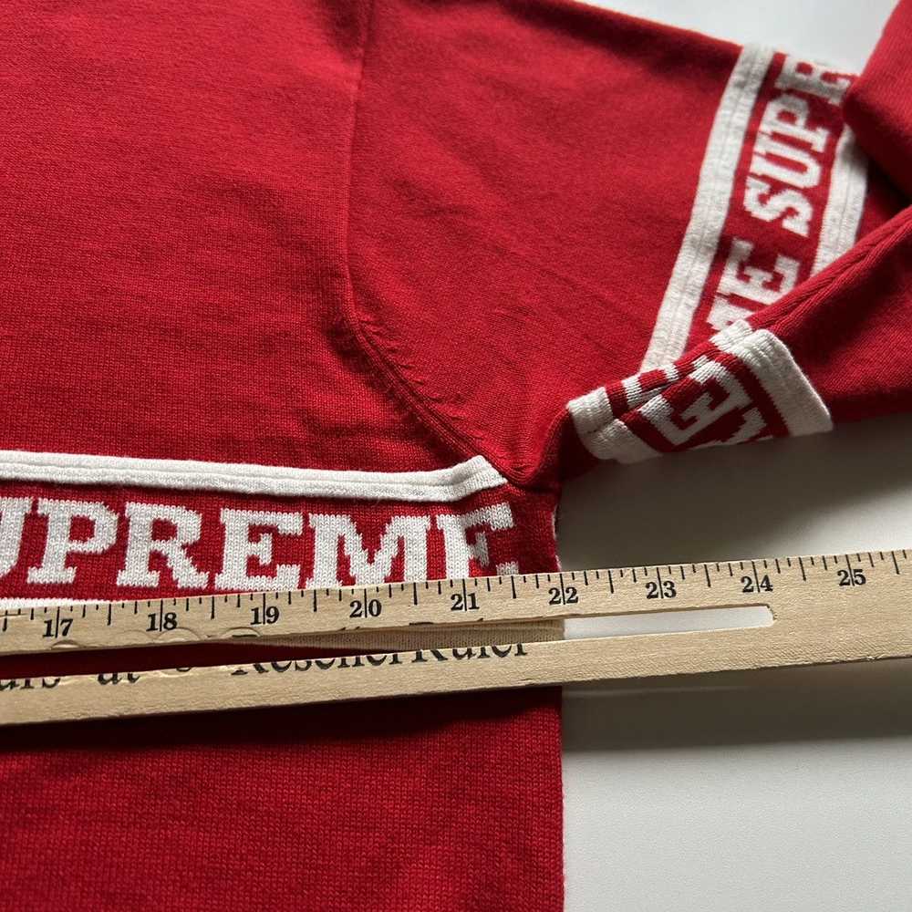 Rare × Supreme Supreme Logo Stripe Knit Top Red M… - image 5