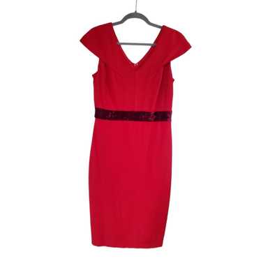 Taylor Formal Red Cap Sleeve Sheath Dress with Ve… - image 1