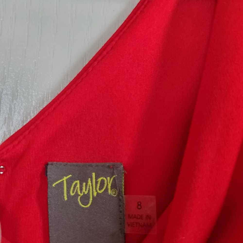 Taylor Formal Red Cap Sleeve Sheath Dress with Ve… - image 2