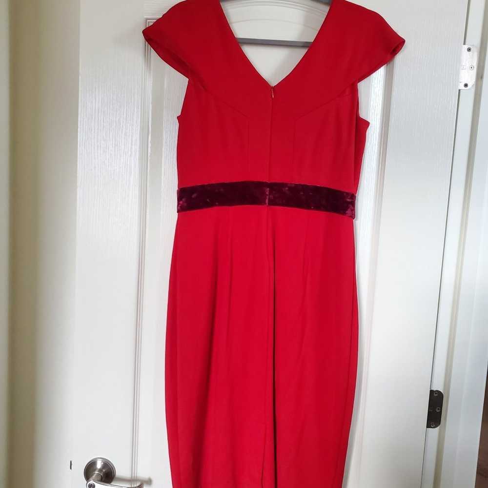 Taylor Formal Red Cap Sleeve Sheath Dress with Ve… - image 6