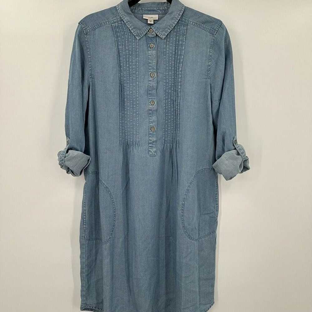 J Jill Denim Long Tab Sleeve Half Button Tunic Dr… - image 6