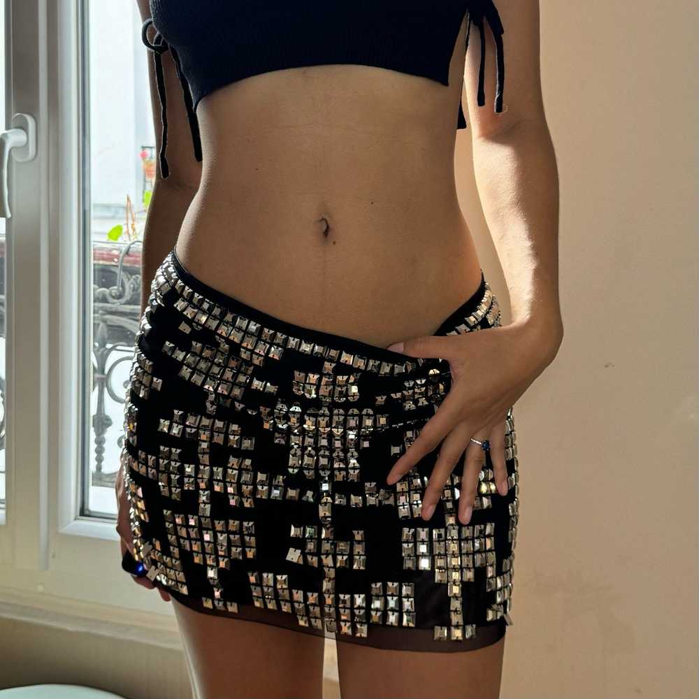 Italian Vintage Pinko black sequin mini skirt (S) - image 7