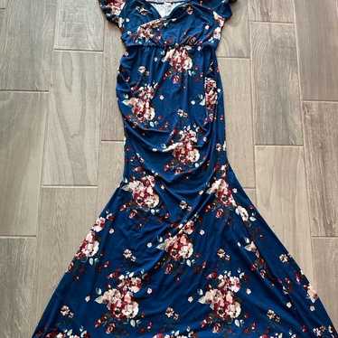 Pinkblush Navy Floral Off Shoulder Wrap Maternity 