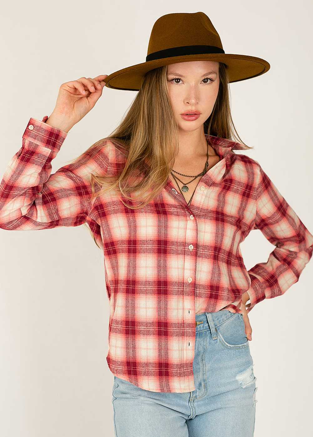 Joyfolie Taylah Top in Mesa Rose Plaid - image 4