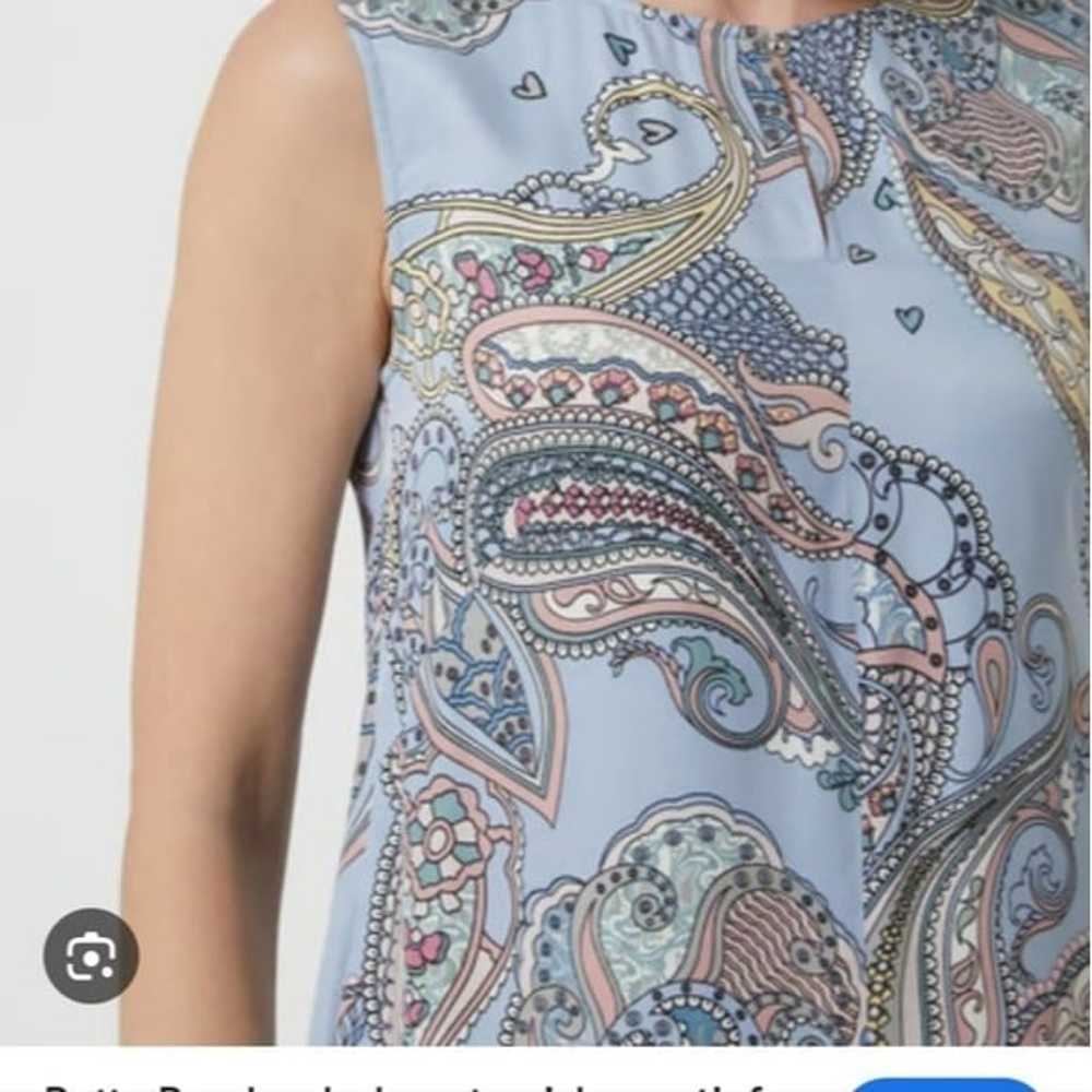 Sleeveless Midi Dress, Paisley Motif in Blue, Siz… - image 3