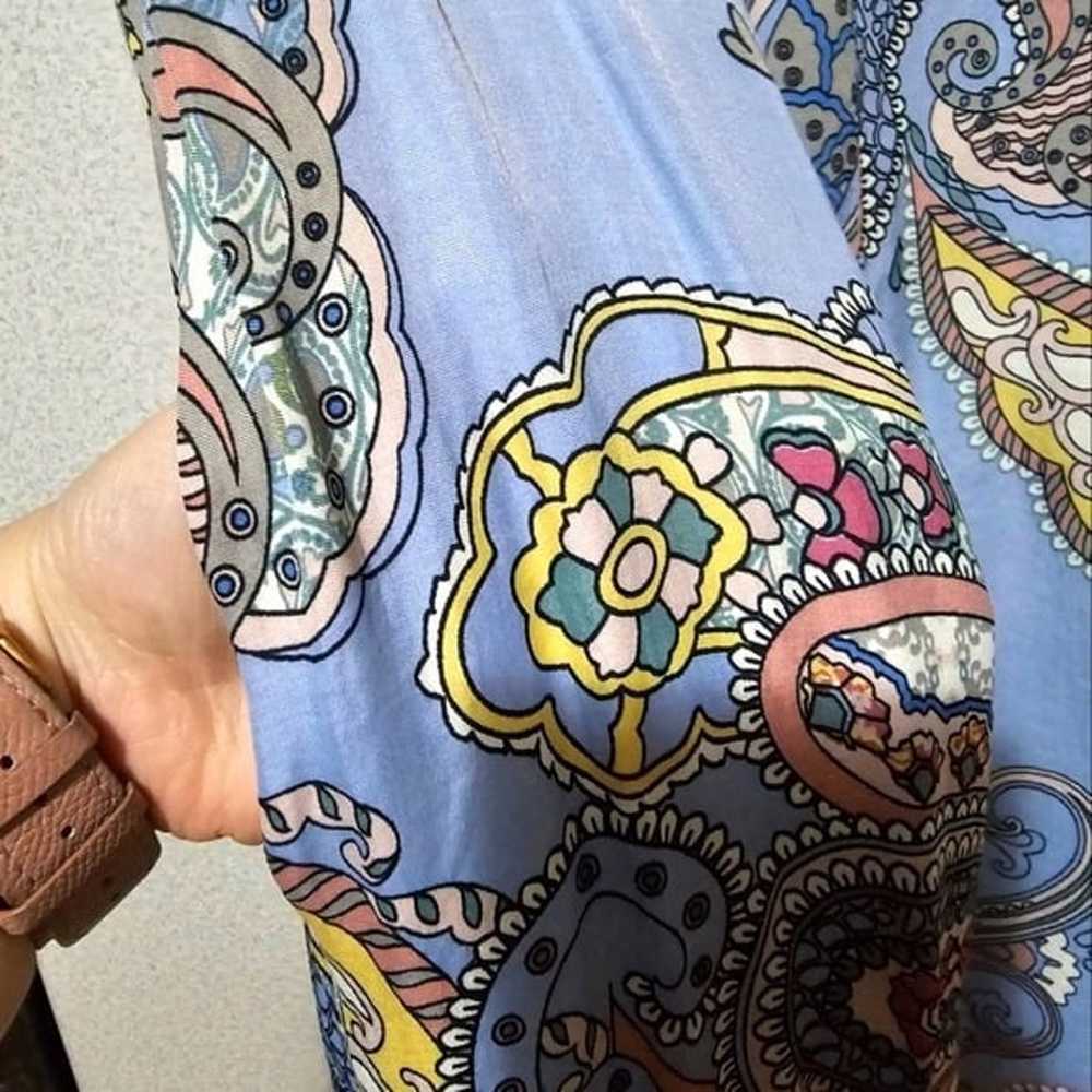 Sleeveless Midi Dress, Paisley Motif in Blue, Siz… - image 6