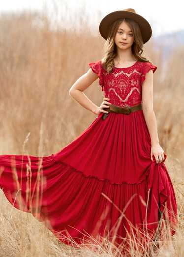 Joyfolie Macy Dress in Crimson