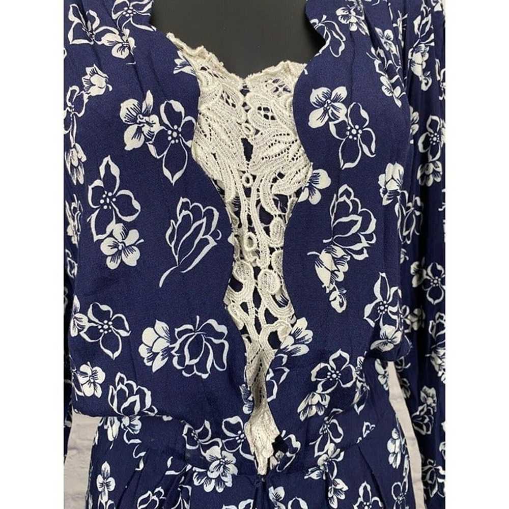 KSL Karin Stevens Womens Blue Floral Dress Lace L… - image 3