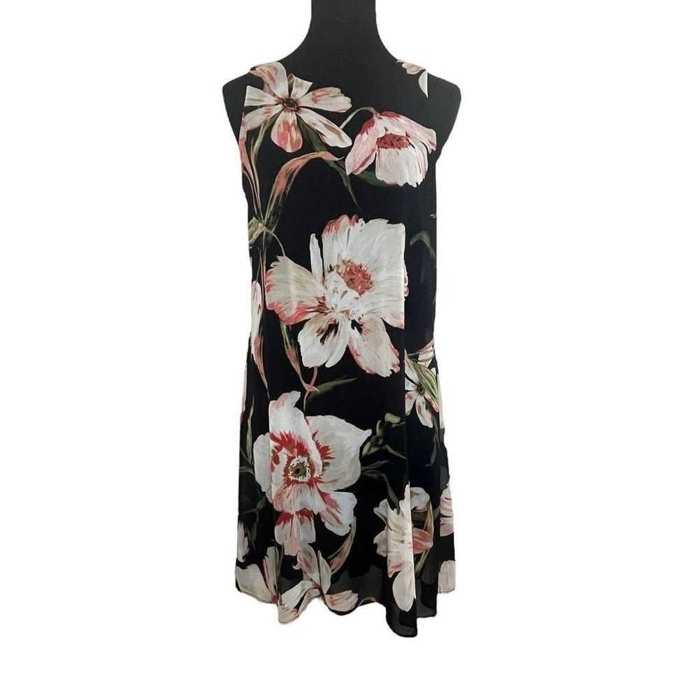 Karen Kane Black Floral A Line Dress Sleeveless S… - image 1